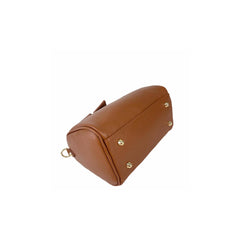 Carla - Genuine Leather Mini Bauletto Handbag with Leather Pendant