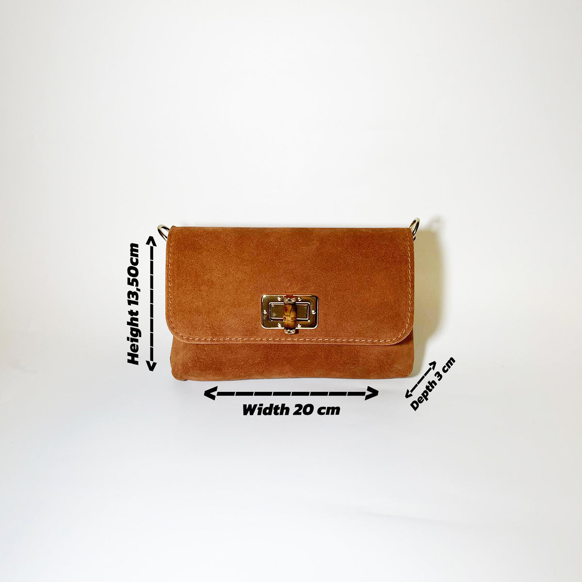 Annie - Mini Borsa a Spalla in Pelle Camoscio Made in Italy con Chiusura Turnlock Bambù
