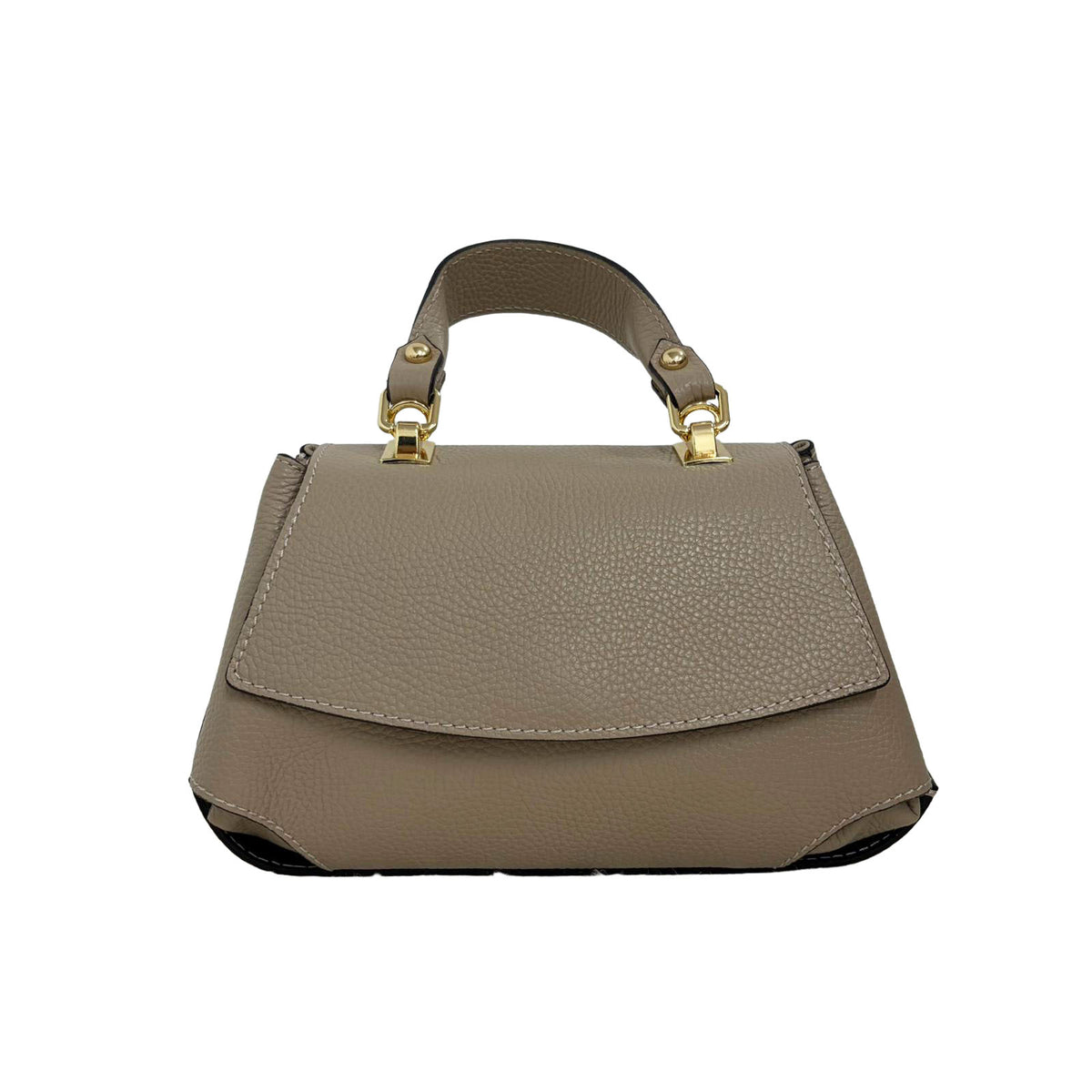 Selmina Mini - Borsa a Mano in Pelle Martellata con Patta Sagomata
