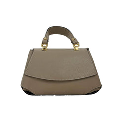 Selmina Mini - Borsa a Mano in Pelle Martellata con Patta Sagomata