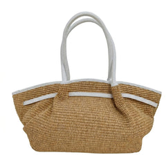 Summer - Woven Raffia Handbag with Leather Details – Large and Versatile