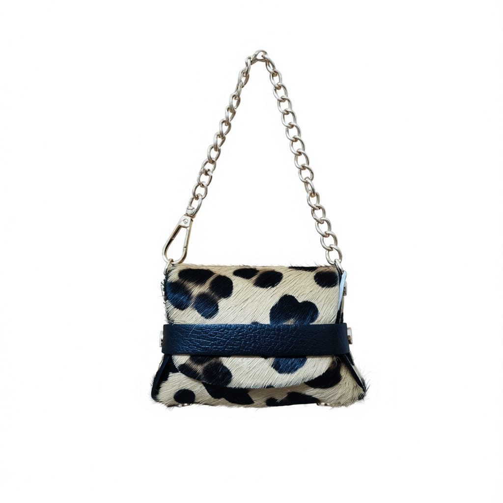Portamonete in Vera Pelle Animalier con Catena Oro – Mini Borsa 4×10×8.5 cm Made in Italy