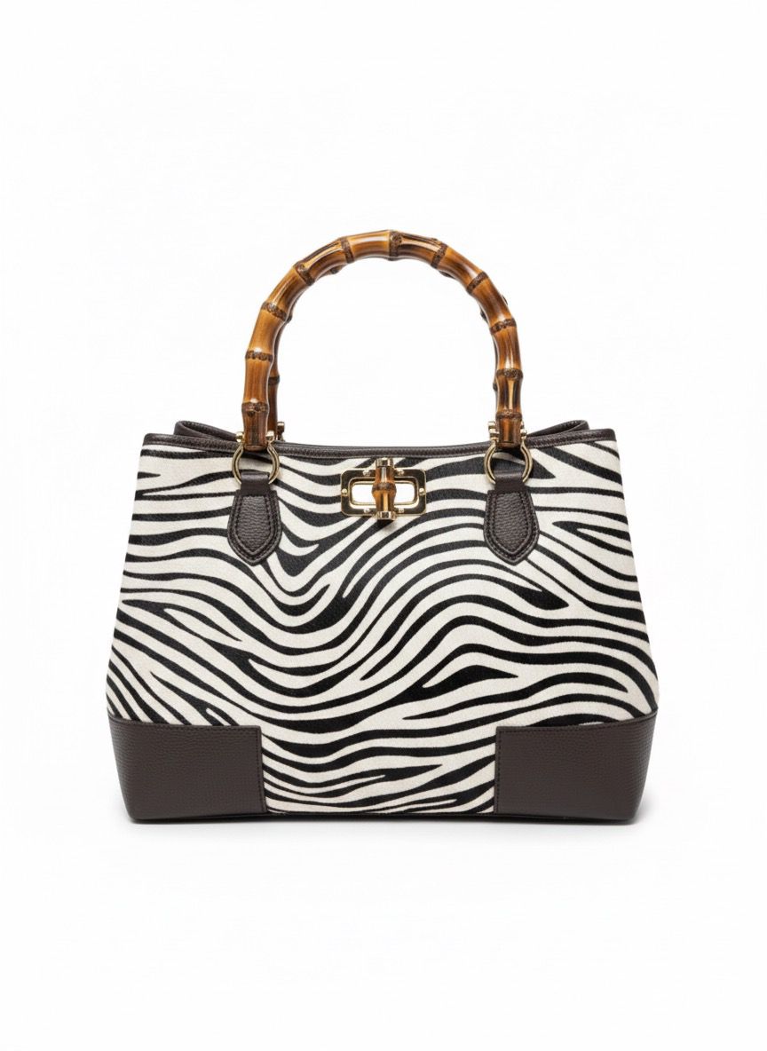 Annalisa - Borsa a Mano in Cavallino e Vera Pelle con Manici in Bambù – Eleganza Artigianale Made in Italy