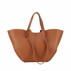 Vera - Double-Shaped Genuine Leather Shoulder Shopping Bag