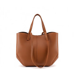 Vera - Double-Shaped Genuine Leather Shoulder Shopping Bag