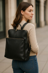 Leonardo - Zaino in Vera Pelle con Scomparto Frontale Made in Italy