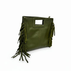 Zoe - Borsa a Mano in Vera Pelle con Frange e Tracolla Regolabile – Made in Italy