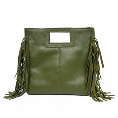 Zoe - Borsa a Mano in Vera Pelle con Frange e Tracolla Regolabile – Made in Italy