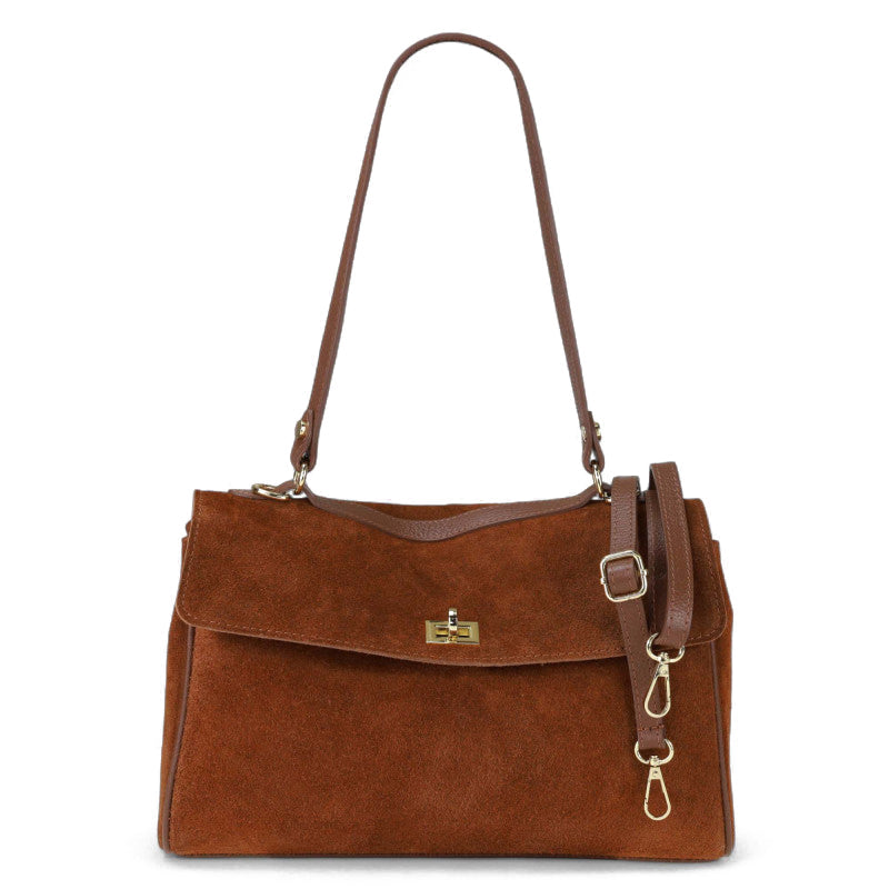Anita - Borsa a Spalla in Pelle Camoscio con Patta