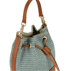 Raffaella - Borsa Secchiello a Mano in Rafia e Vera Pelle Made in Italy