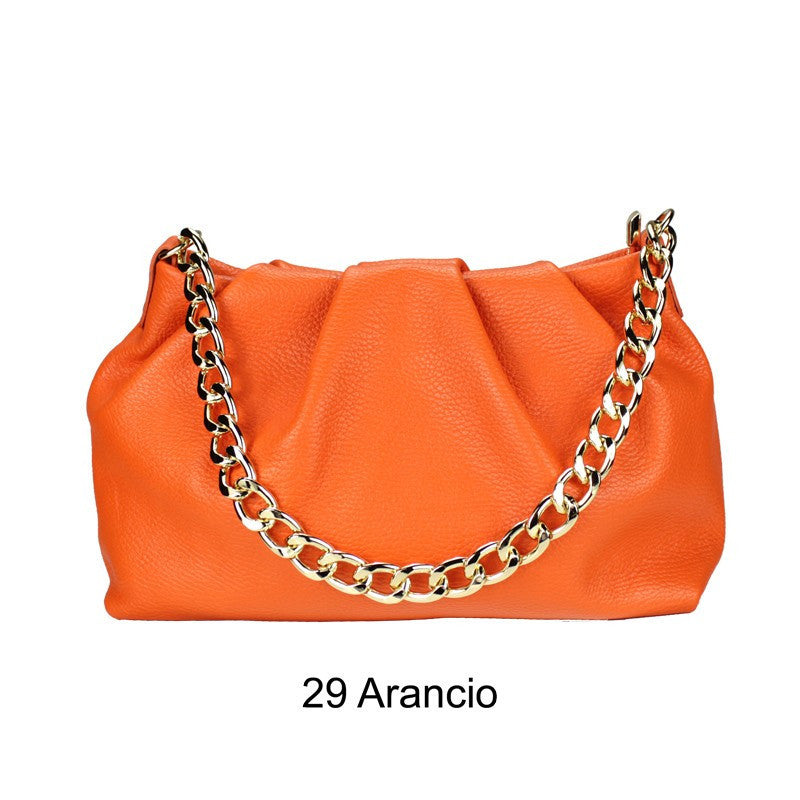 Babi - Made in Italy Genuine Leather Bag with Gold Chain and Shoulder Strap - Modern and Versatile Elegance