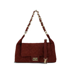 Allyson - Borsa a Spalla in Pelle Scamosciata Trapuntata Made in Italy
