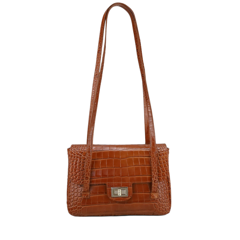 Isa - Borsa in Vera Pelle Lucida Stampa Cocco Made in Italy