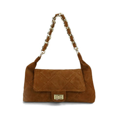 Allyson - Borsa a Spalla in Pelle Scamosciata Trapuntata Made in Italy