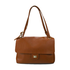 Fiona Pelle Media- Borsa a Patta in Vera Pelle Martellata con Tracolla Regolabile