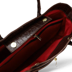 Anne - Borsa a Spalla in Vera Pelle Stampa Coccodrillo Made in Italy