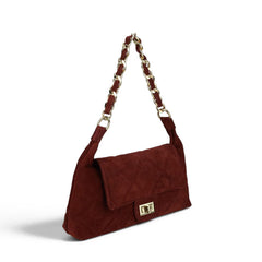 Allyson - Borsa a Spalla in Pelle Scamosciata Trapuntata Made in Italy