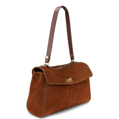 Anita - Borsa a Spalla in Pelle Camoscio con Patta