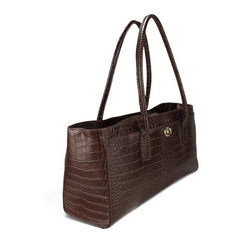 Anne - Borsa a Spalla in Vera Pelle Stampa Coccodrillo Made in Italy