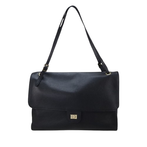 Fiona Pelle Maxi - Borsa a Patta in Vera Pelle Martellata con Tracolla Regolabile