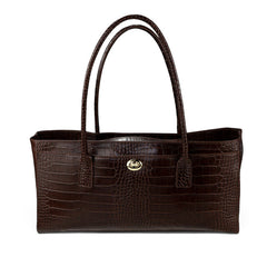 Anne - Borsa a Spalla in Vera Pelle Stampa Coccodrillo Made in Italy