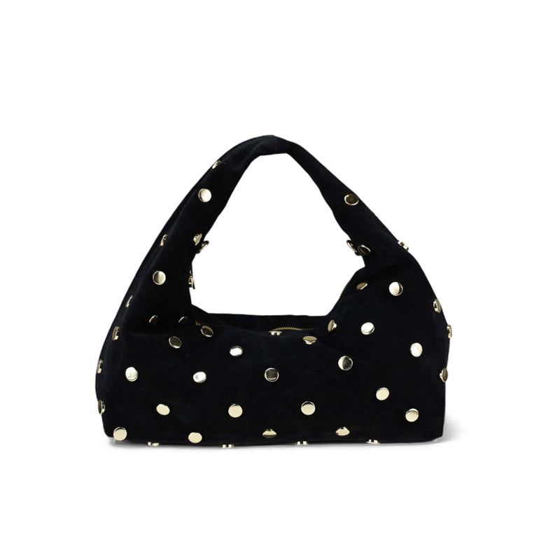 Nana - Borsa Hobo in Suede con Borchie Dorate – Made in Italy