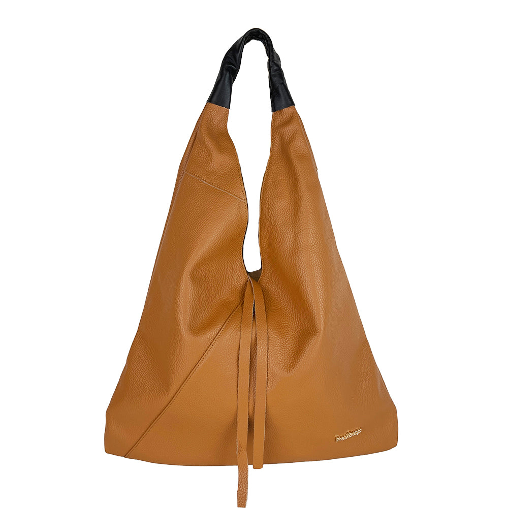 Sonia - Hobo Shoulder Bag in Leather with Logo