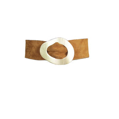 Miya - Suede Leather Belt with Oval Buckle