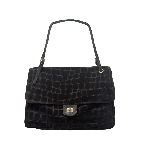 Fiona Camoscio Maxi - Borsa a Patta in Pelle Camoscio con Tracolla Regolabile