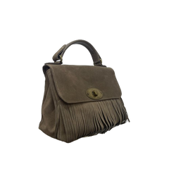 Marzia Piccola Camoscio - Borsa Satchel con Frange in Camoscio - Vera Pelle con Tracolla