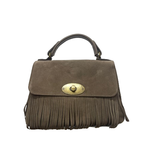 Marzia Piccola Camoscio - Borsa Satchel con Frange in Camoscio - Vera Pelle con Tracolla