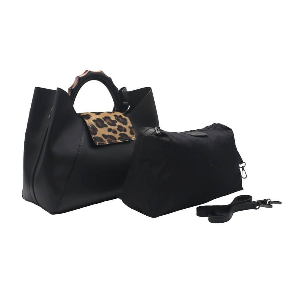 Aisha Borsa a Mano in Pelle Rigida con Patta in Cavallino