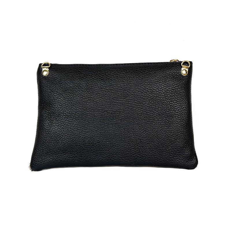 Eva - Leather and Cavallino Clutch Bag with Fringes – FrasiBags